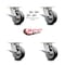Service Caster 5 Inch Kingpinless Rubber on Aluminum Wheel Caster Set Brake and Swivel Lock SCC SCC-KP30S520-RAR-SLB-BSL-4 - alternate 5